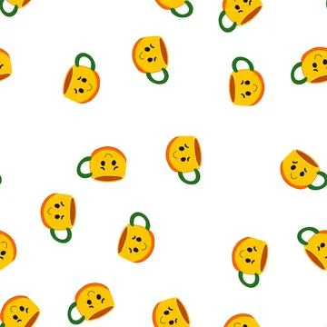 Pattern ceramic kawaii mug cartoon vector Stock Illustration