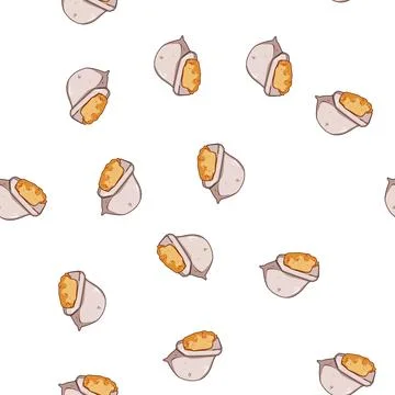 Pattern Cereal grains spilling from burlap bag 스톡 일러스트