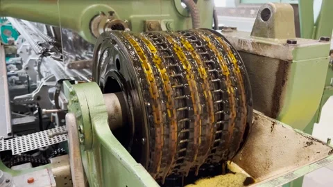 Pattern chain on a knitting machine Stock Footage 247740051