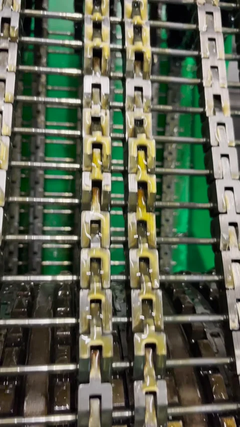 Pattern chain on a knitting machine Stock Footage 267432782