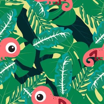 Pattern with chameleon Stock Illustration