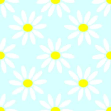 Pattern chamomile on blue color background, Botanical Floral Decoration Texture Stock Illustration