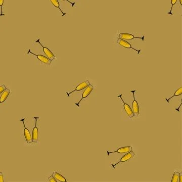 Pattern with champagne glasses Stock Illustration