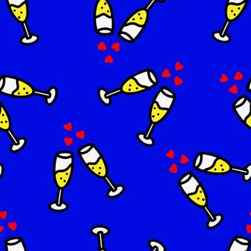 Pattern with champagne glasses.Vector illustration Stock Illustration