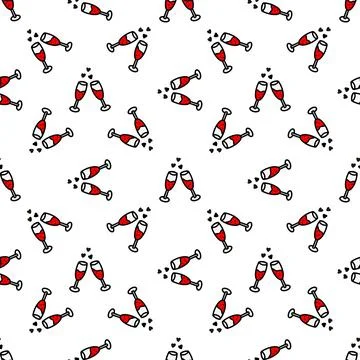 Pattern with champagne glasses.Vector illustration Stock Illustration