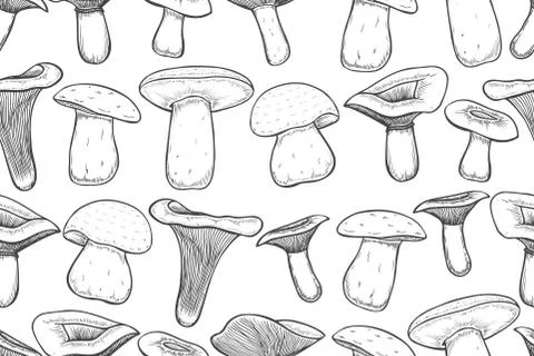 Pattern with chanterelle mushrooms Stock Illustration