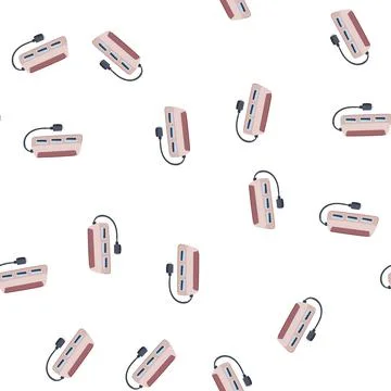 Pattern charge usb hub cartoon vector Stock Illustration