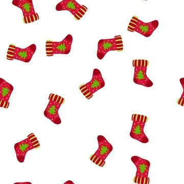 Pattern cheer christmas sock cartoon vector 스톡 일러스트