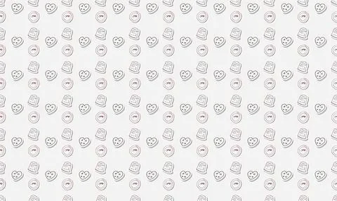 Pattern of cheerful smiley faces on white background Stock Illustration
