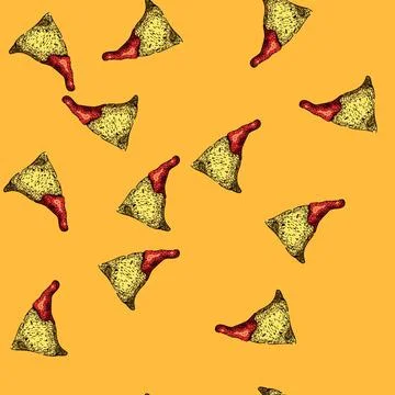 Pattern cheese nachos sketch hand drawn Stock Illustration
