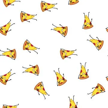 Pattern cheese pizza slice character cartoon vector Stock-Illustration