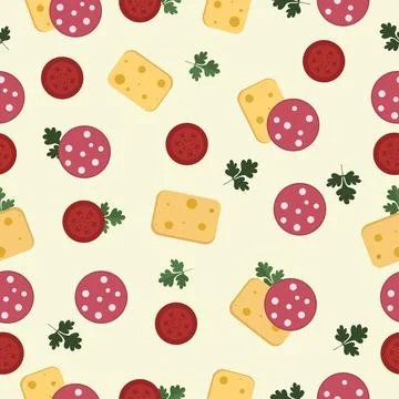 Pattern cheese sausage food vector Illustrazione stock