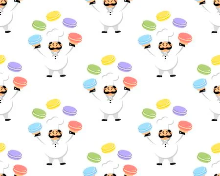 Pattern with chef and macaroon. Stockillustratie