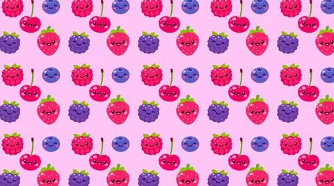 Pattern of cherries, raspberries, blackberries and blueberries, ideal footage 스톡 일러스트