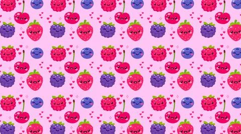 Pattern of cherries, raspberries, blackberries and blueberries, ideal footage 스톡 일러스트