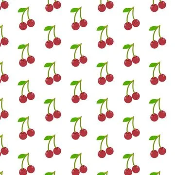 Pattern of cherries on a white background Stock Illustration