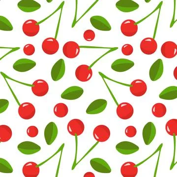 Pattern cherry, berry on a transparent background in the style of flat vect.. Illustrazione stock