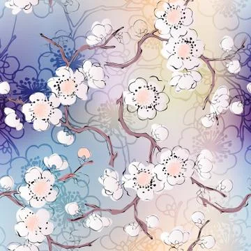 Pattern of cherry blossom. Stock Illustration