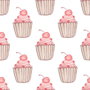 Pattern with cherry cake Illustrazione stock