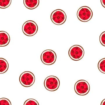 Pattern cherry cake top view sweet dessert Illustrazione stock