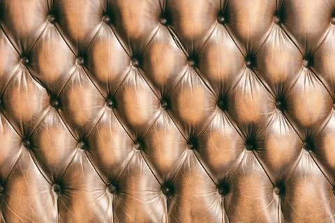 Pattern of chesterfield buttoned brown leather Stock Photos