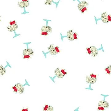 Pattern chia seed pudding with strawberries flat Stock Illustration