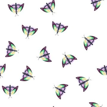 Pattern chic boho moth cartoon vector Stock Illustration