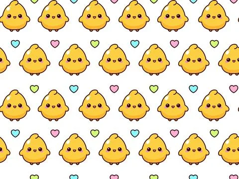 A pattern of chickens with hearts. Ilustración de archivo