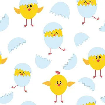 Pattern of chickens in a shell on a white background Stock Illustration