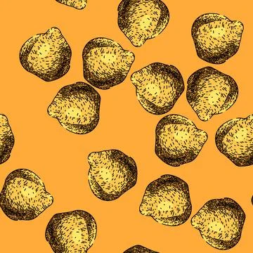 Pattern chickpea hummus raw sketch hand drawn 스톡 일러스트
