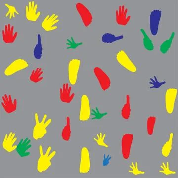 Pattern of childern's hand and foot texture background Stock Illustration