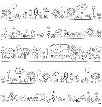 Pattern for children with cute nature elements Stock Illustration