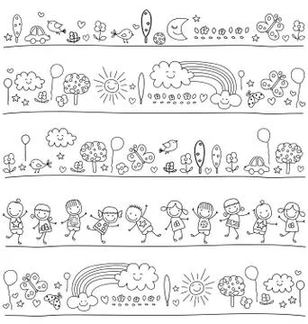 Pattern for children with cute nature elements Stock Illustration