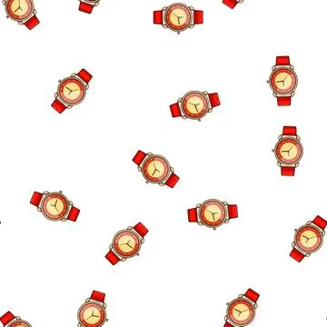 Pattern children kid watch time cartoon vector Stock Illustration