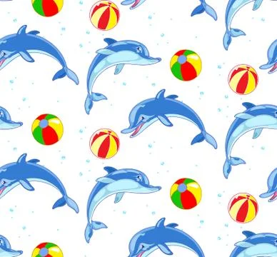 Pattern for childrens textiles with blue dolphins Stock Illustration