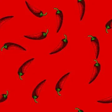 Pattern chilli chili pepper sketch hand drawn イラスト素材