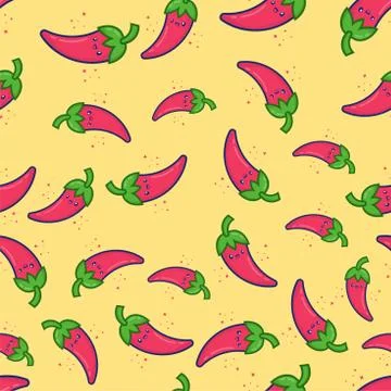Pattern chilli Seamless, cute chilli background, for banner wall wallpaper pa Stock Illustration
