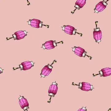 Pattern Chinese lantern featuring traditional shape and hanging tassel イラスト素材