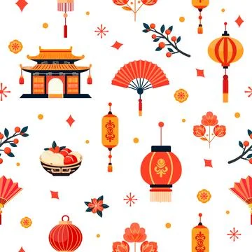 Pattern Chinese New Year Asian Tradition Oriental Stock Illustration