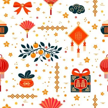 Pattern Chinese New Year Asian Tradition Oriental Stock Illustration