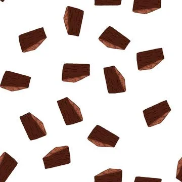 Pattern chocolate brownie slice cartoon drawing on white イラスト素材