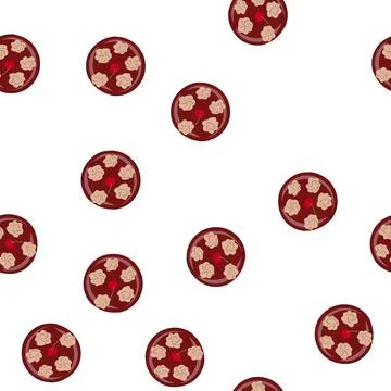 Pattern chocolate cake with cream swirls and a cherry Illustrazione stock