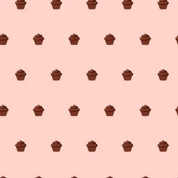 Pattern of chocolate cupcakes on pink background. Stock Illustration