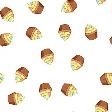 Pattern chocolate easter cupcake cartoon vector Stock Illustration