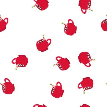 Pattern chocolate marshmallow cup cartoon vector Stockillustratie