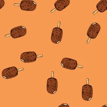 Pattern chocolate stick ice cream sketch hand drawn Stock Illustration