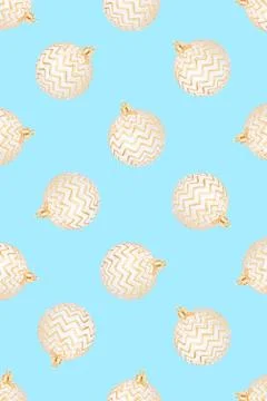 Pattern of Christmas balls on blue background. Stock Illustration