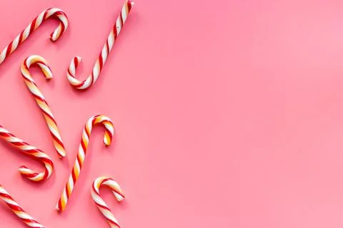 Pattern of Christmas candy can, top view Stock Photos