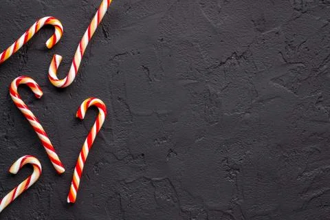 Pattern of Christmas candy can, top view Stock Photos