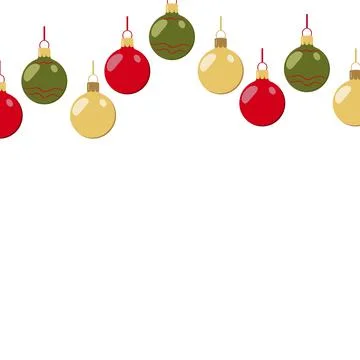 Pattern of Christmas colored balloons with ribbon Stock Illustration